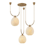 Orly 3 Light Swag Chandelier 36", Patina Brass and Seeded Cloud Glass