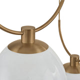 Orly 3 Light Swag Chandelier 36", Patina Brass and Seeded Cloud Glass