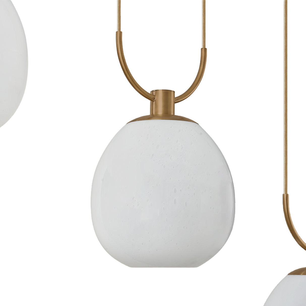 Orly 4 Light Linear Chandelier 58", Patina Brass and Seeded Cloud Glass