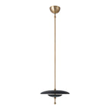 Lloyd Medium LED Pendant 14", Black Leather and Satin Brass