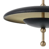 Lloyd Medium LED Pendant 14", Black Leather and Satin Brass