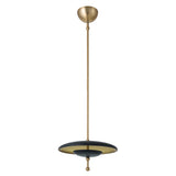 Lloyd Medium LED Pendant 14", Black Leather and Satin Brass