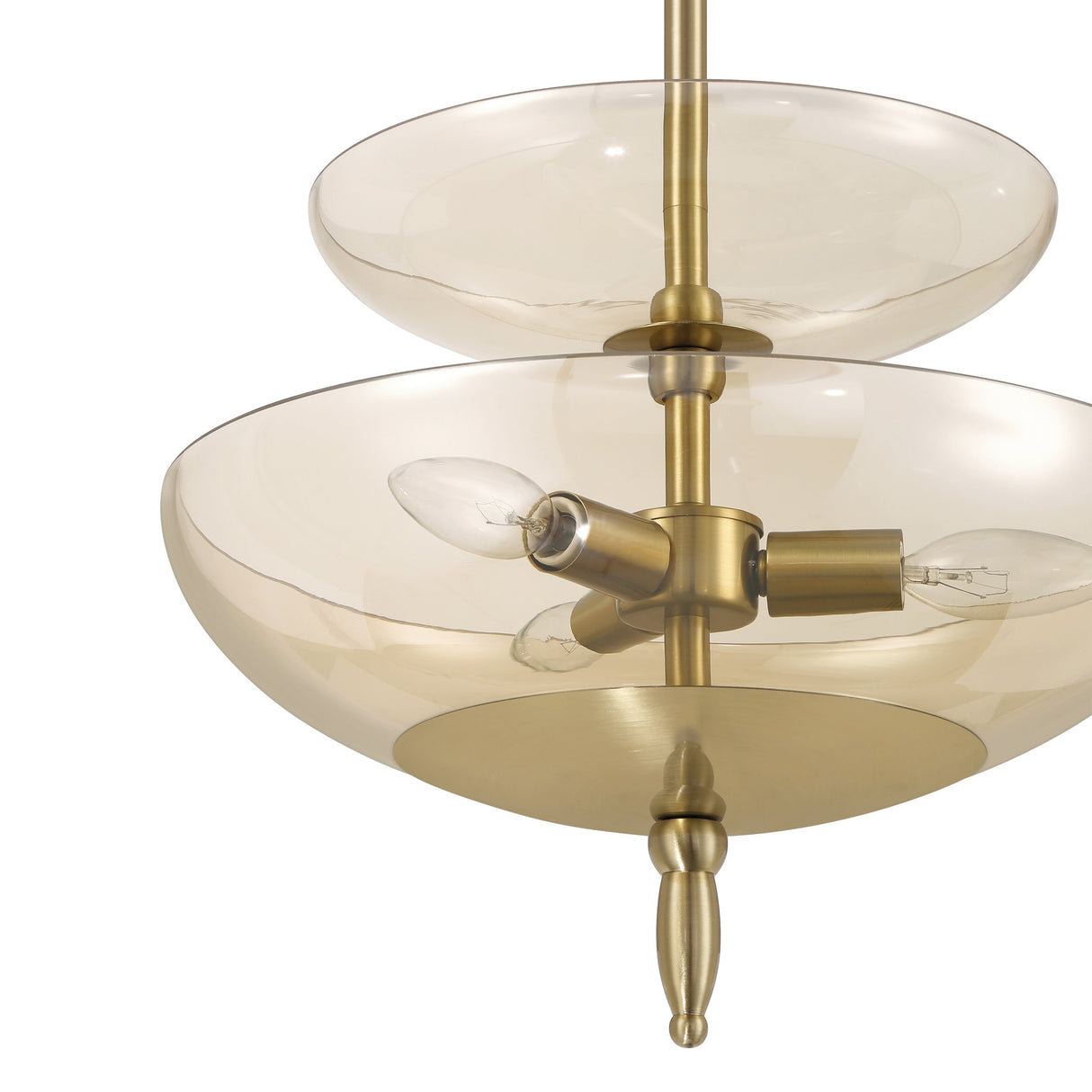 Zara Medium Two-Tier Pendant 14", Brushed Brass and Chamomile Glass