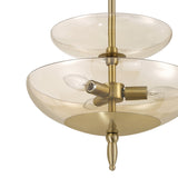 Zara Medium Two-Tier Pendant 14", Brushed Brass and Chamomile Glass