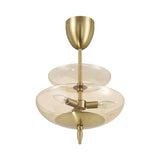Zara Medium Two-Tier Pendant 14", Brushed Brass and Chamomile Glass