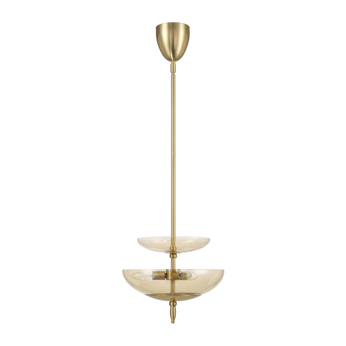 Zara Medium Two-Tier Pendant 14", Brushed Brass and Chamomile Glass