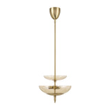Zara Medium Two-Tier Pendant 14", Brushed Brass and Chamomile Glass