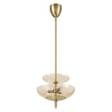 Zara Medium Two-Tier Pendant 14", Brushed Brass and Chamomile Glass