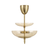 Zara Medium Two-Tier Pendant 14", Brushed Brass and Chamomile Glass