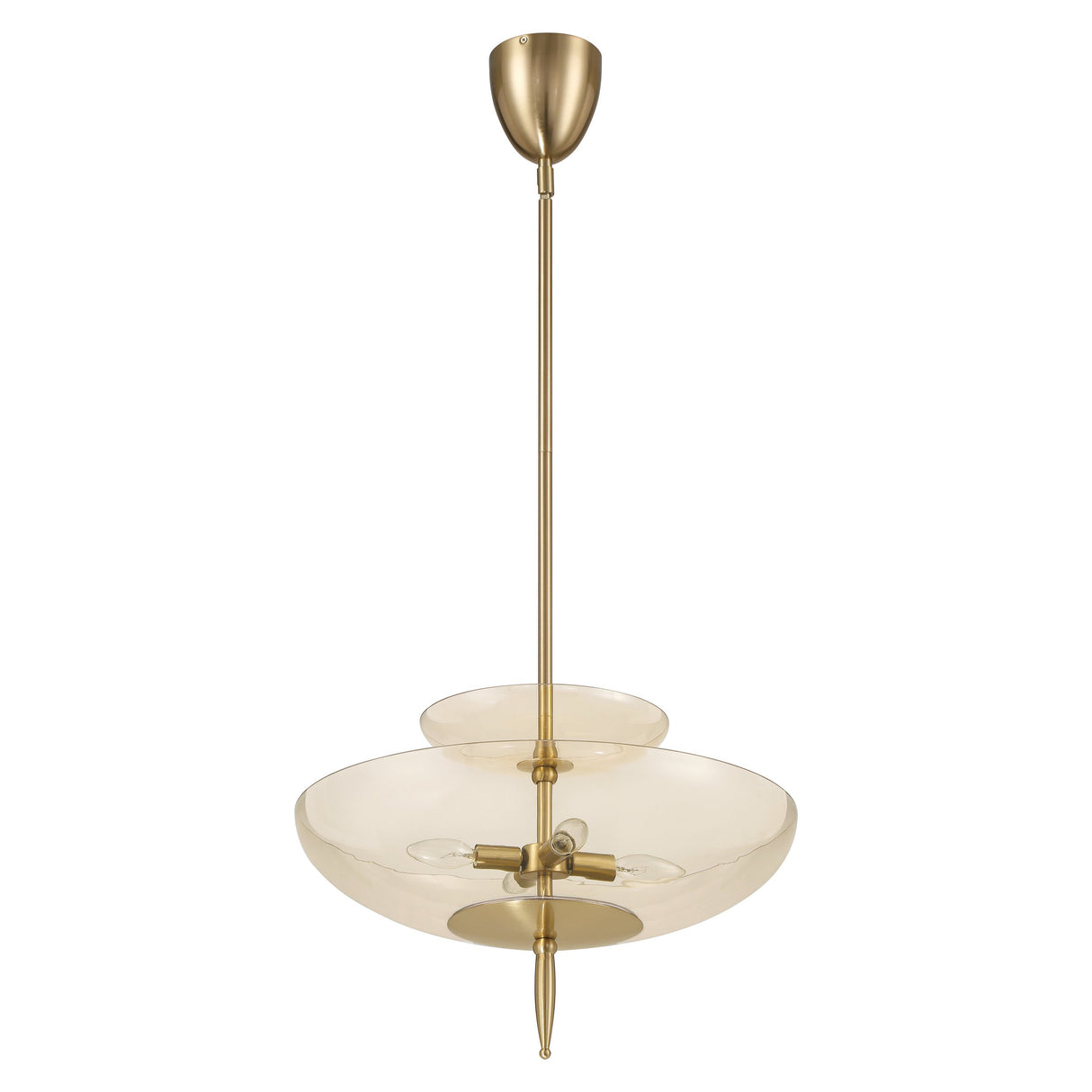 Zara Large Two-Tier Pendant 21", Brushed Brass and Chamomile Glass