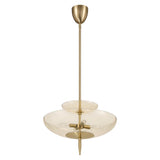Zara Large Two-Tier Pendant 21", Brushed Brass and Chamomile Glass