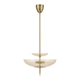 Zara Large Two-Tier Pendant 21", Brushed Brass and Chamomile Glass