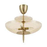 Zara Large Two-Tier Pendant 21", Brushed Brass and Chamomile Glass