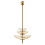 Zara Large Three-Tier Pendant 21", Brushed Brass and Chamomile Glass