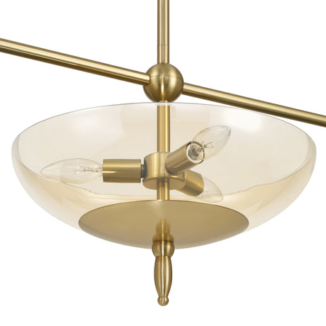 Zara Linear Pendant 54", Brushed Brass and Chamomile Glass