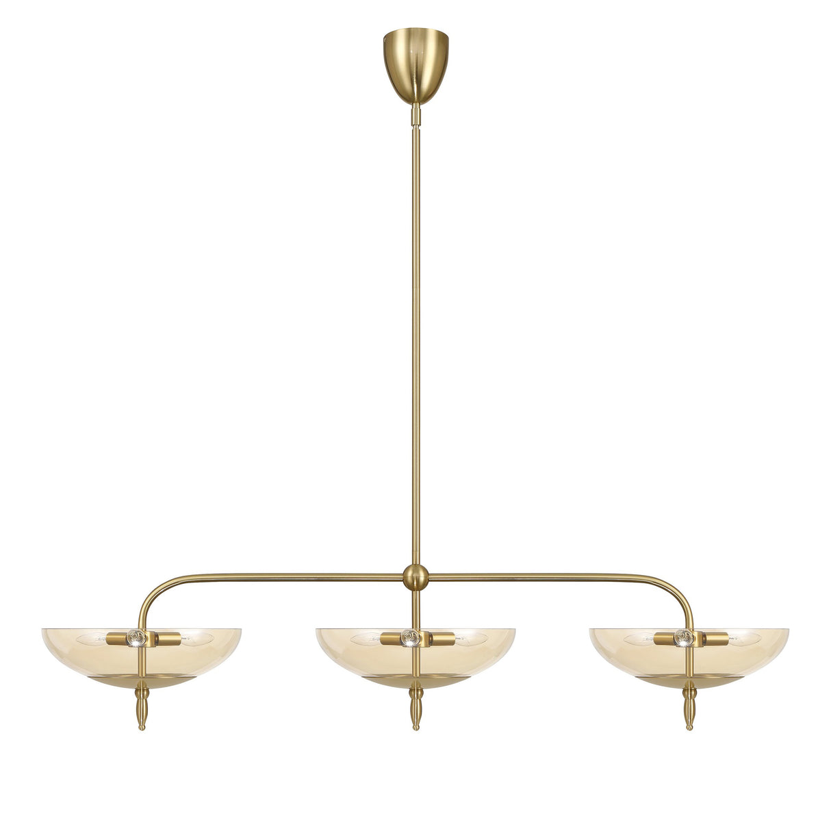 Zara Linear Pendant 54", Brushed Brass and Chamomile Glass
