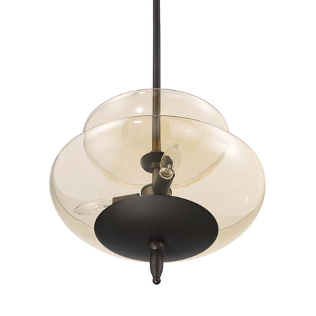 Zara Medium Two-Tier Pendant 14", Bronze and Chamomile Glass