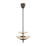 Zara Medium Two-Tier Pendant 14", Bronze and Chamomile Glass