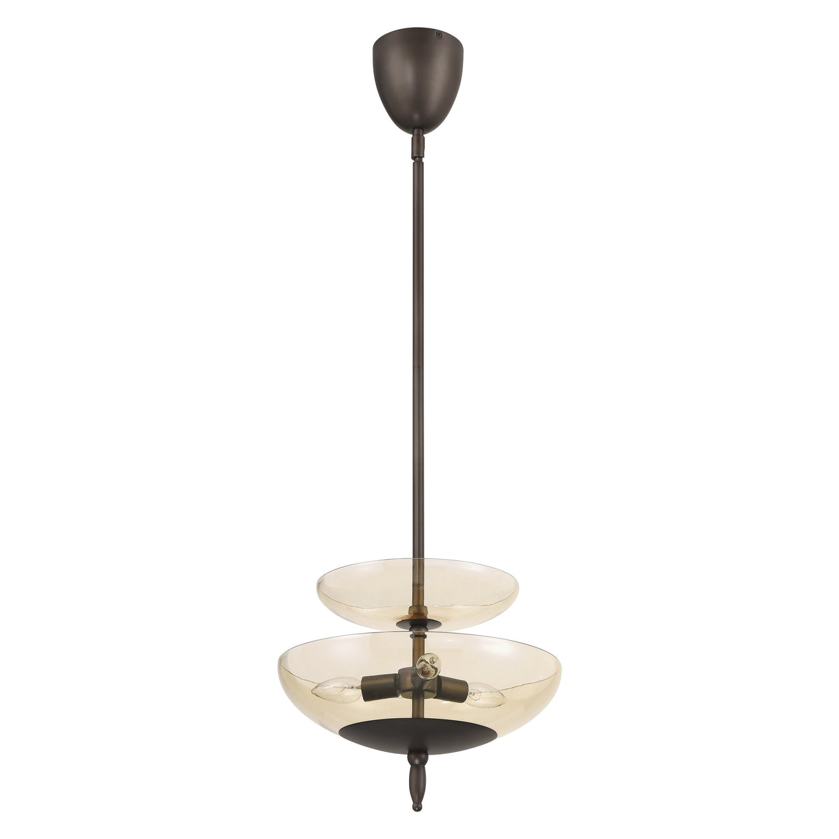 Zara Medium Two-Tier Pendant 14", Bronze and Chamomile Glass