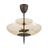 Zara Large Two-Tier Pendant 21", Bronze and Chamomile Glass