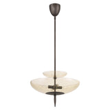 Zara Large Two-Tier Pendant 21", Bronze and Chamomile Glass