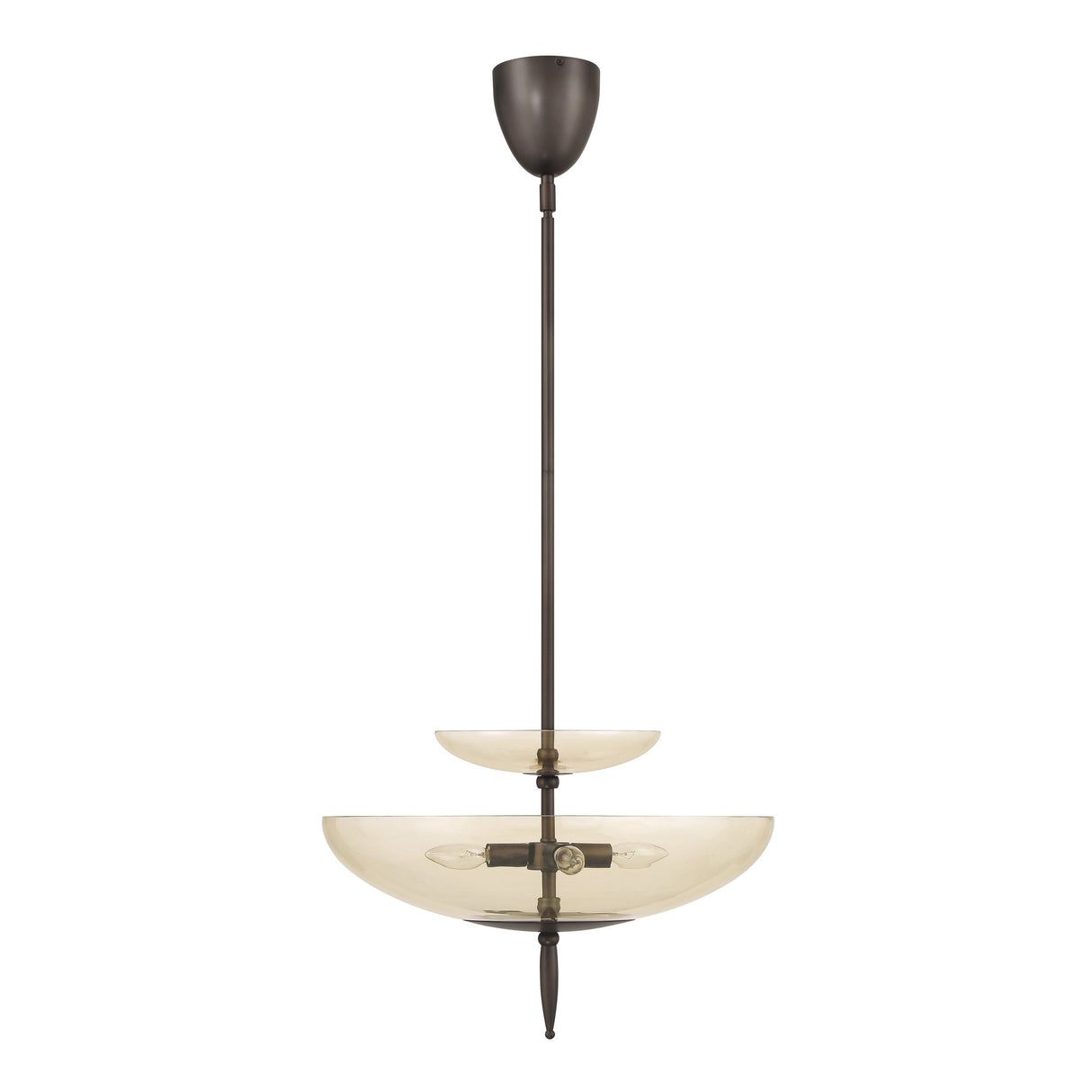 Zara Large Two-Tier Pendant 21", Bronze and Chamomile Glass