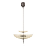 Zara Large Two-Tier Pendant 21", Bronze and Chamomile Glass