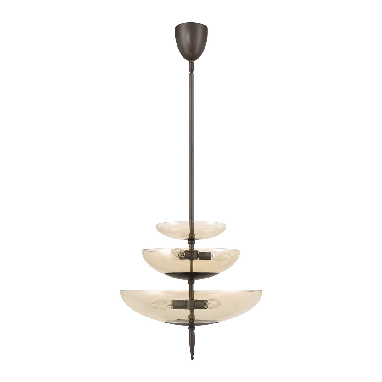 Zara Large Three-Tier Pendant 21", Bronze and Chamomile Glass