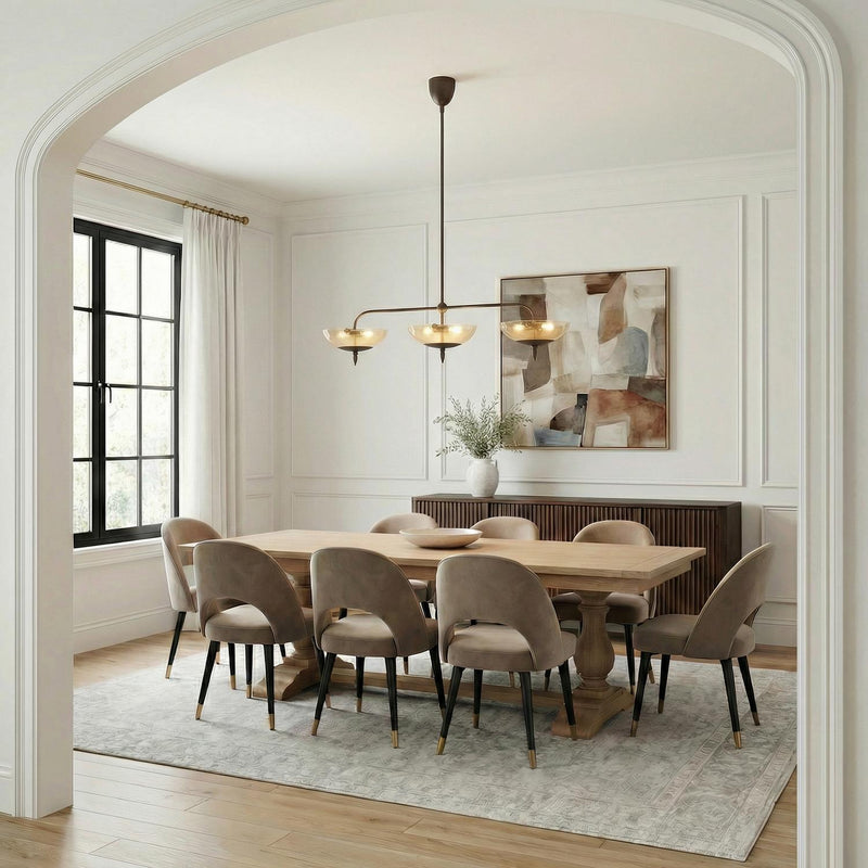 Zara Linear Pendant 54", Bronze and Chamomile Glass
