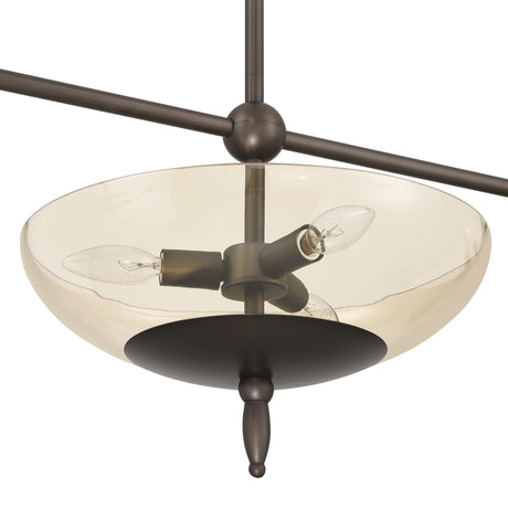 Zara Linear Pendant 54", Bronze and Chamomile Glass