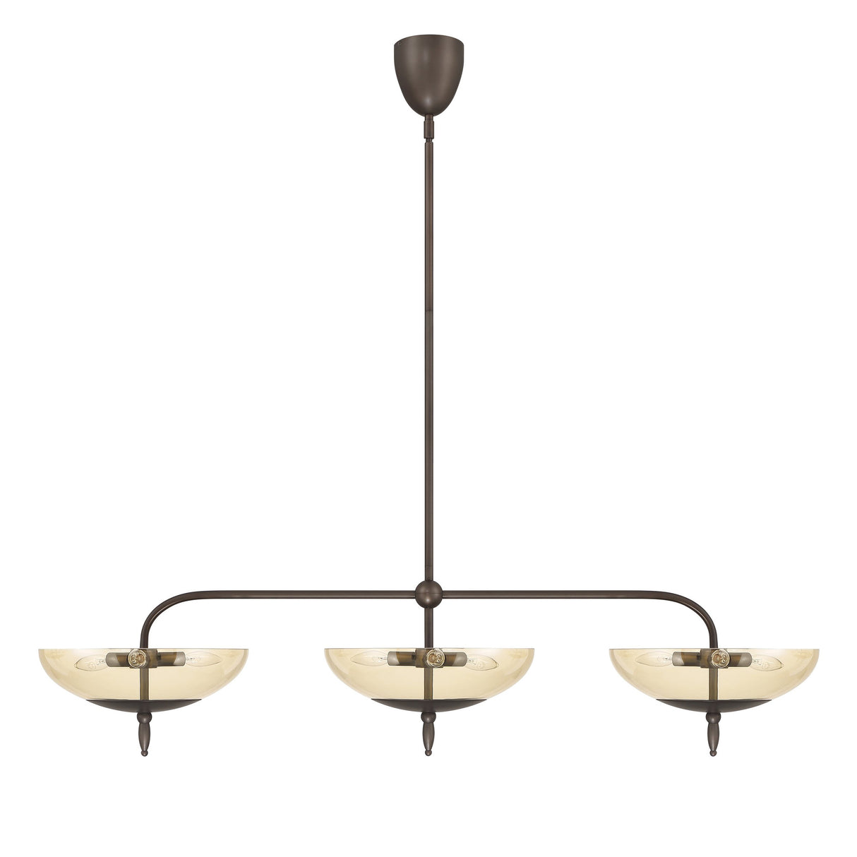 Zara Linear Pendant 54", Bronze and Chamomile Glass
