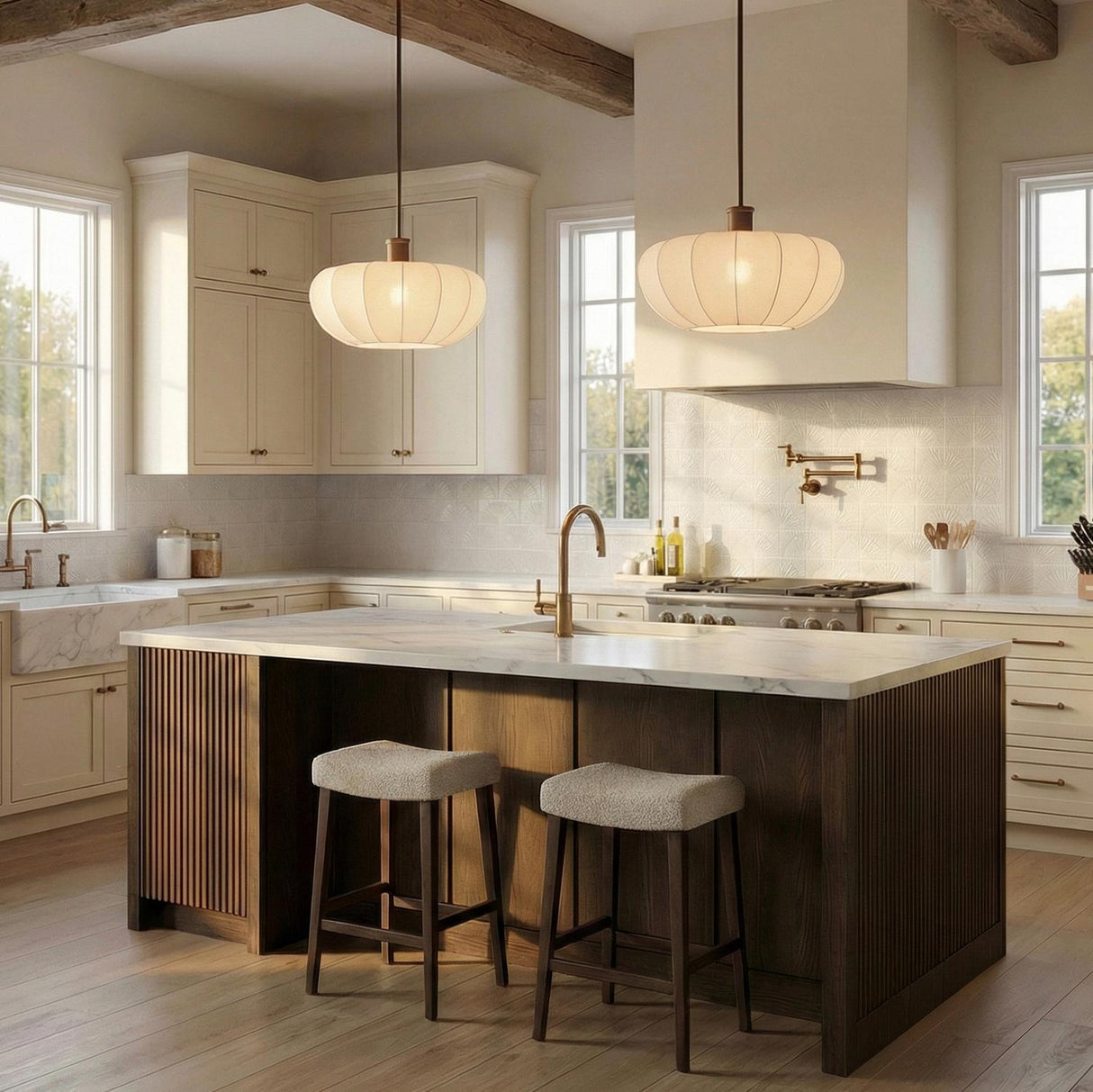 Uma Fabric Pendant 22", Bronze