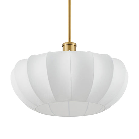 Uma Fabric Pendant 22", Brushed Brass