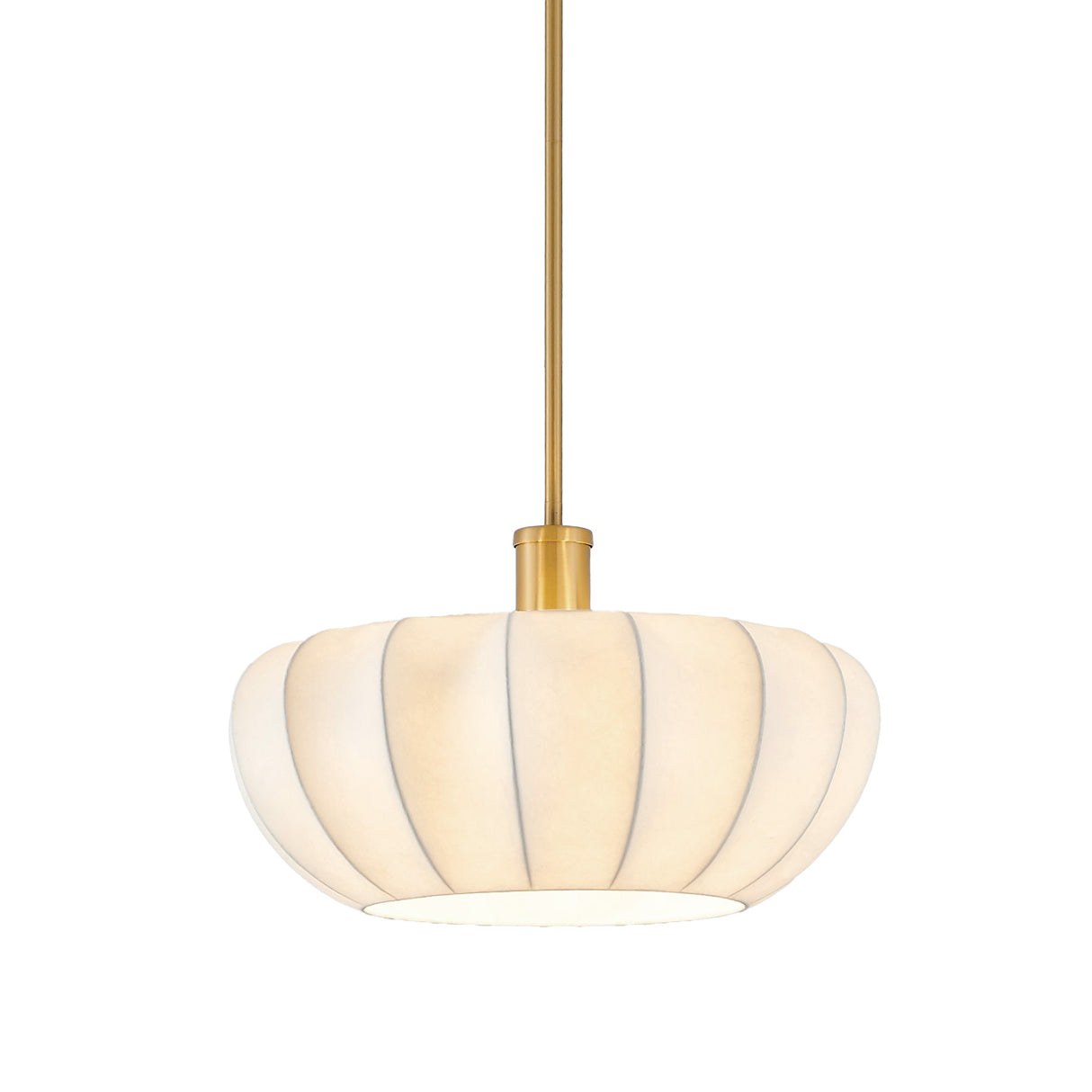 Uma Fabric Pendant 22", Brushed Brass