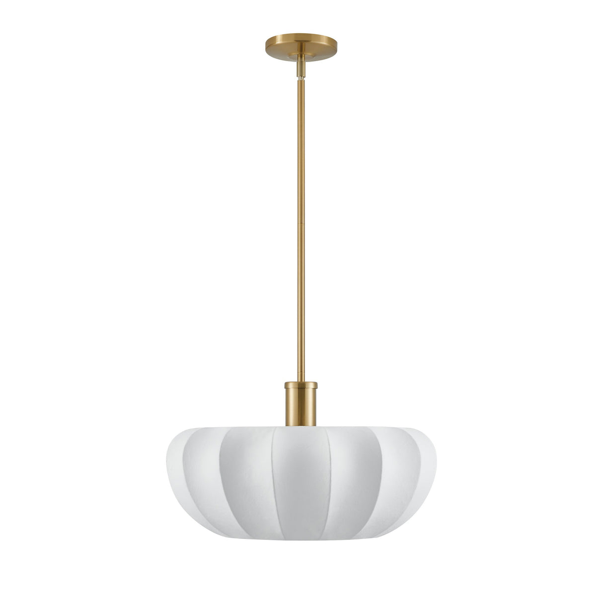 Uma Fabric Pendant 22", Brushed Brass