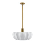 Uma Fabric Pendant 22", Brushed Brass
