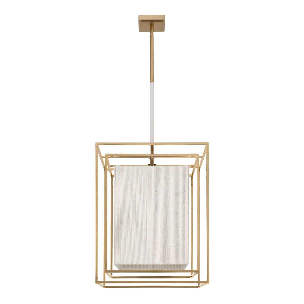 Tilda Tall Pendant 18", Brass and Natural Rope