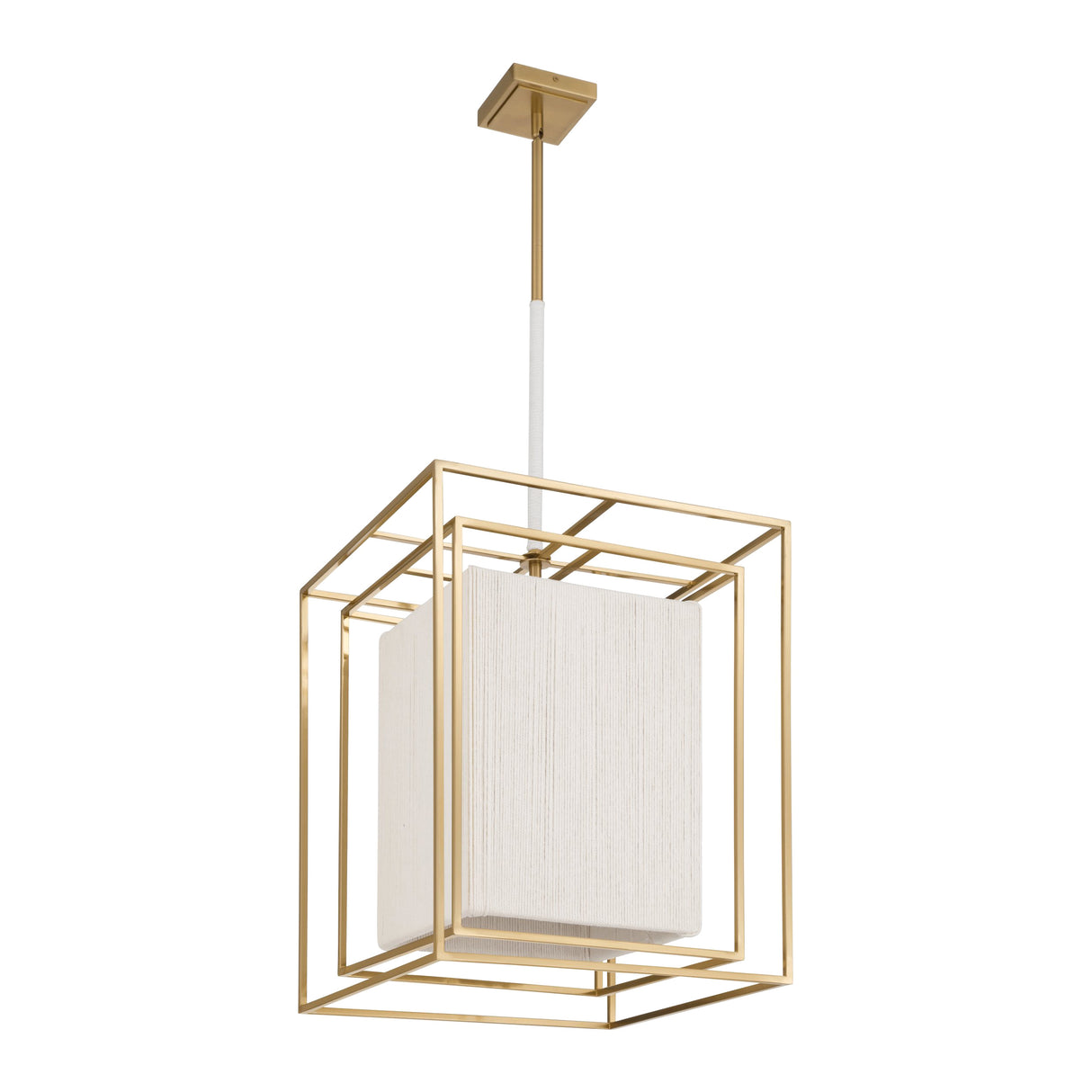 Tilda Tall Pendant 18", Brass and Natural Rope