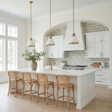 Drew Small Pendant 13", Matte White and Aged Brass