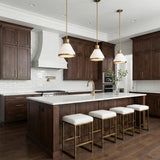 Drew Small Pendant 13", Matte White and Aged Brass