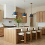 Drew Small Pendant 13", Vintage Blue and Aged Brass