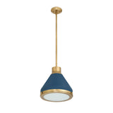 Drew Small Pendant 13", Vintage Blue and Aged Brass