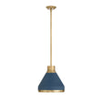 Drew Small Pendant 13", Vintage Blue and Aged Brass