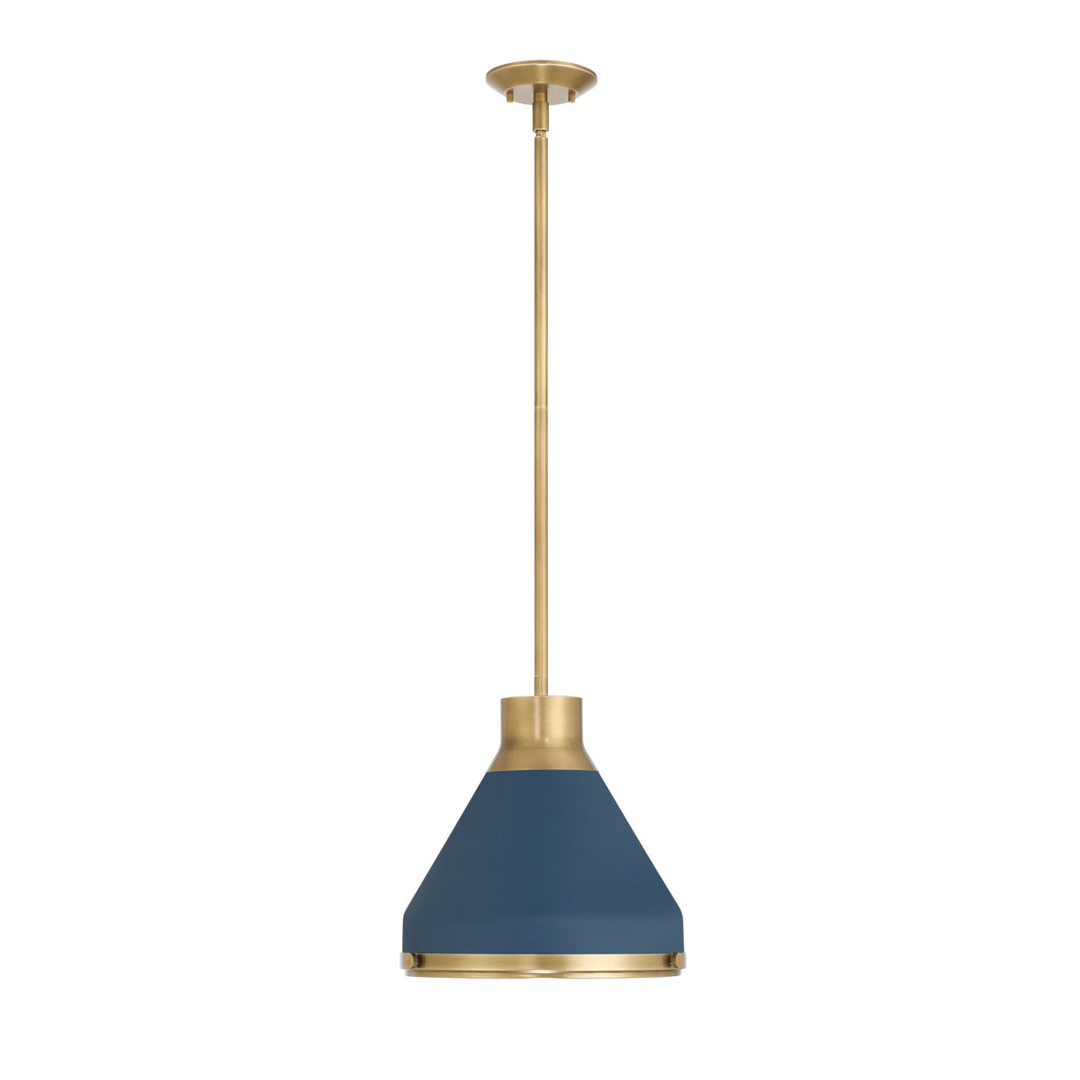 Drew Small Pendant 13", Vintage Blue and Aged Brass