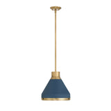 Drew Small Pendant 13", Vintage Blue and Aged Brass