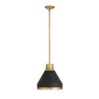 Drew Small Pendant 13", Matte Black and Aged Brass