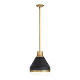 Drew Small Pendant 13", Matte Black and Aged Brass