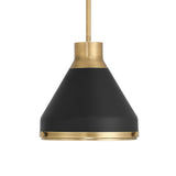 Drew Small Pendant 13", Matte Black and Aged Brass