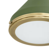 Drew Small Pendant 13", Olive Green and Aged Brass