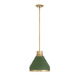 Drew Small Pendant 13", Olive Green and Aged Brass